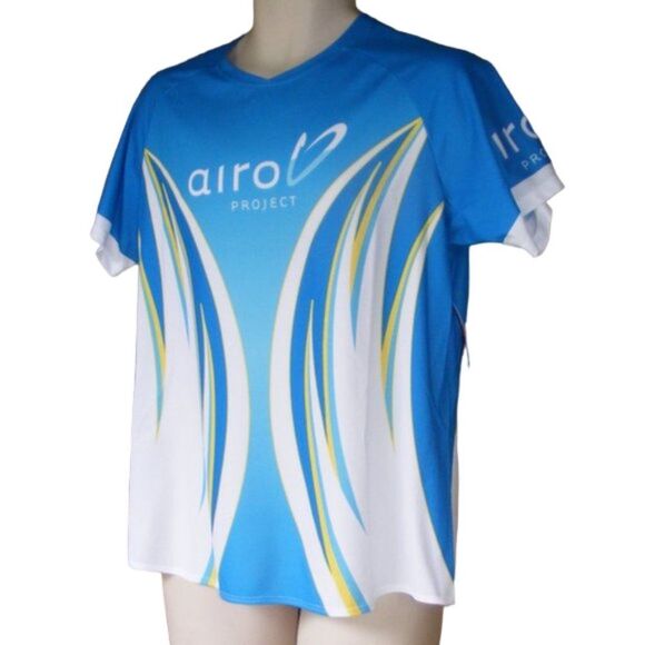new!! SUGOI Tech Shirt, XL, Exersize, Raglan Short sleeves, Blue/White/Yellow - Picture 3 of 8